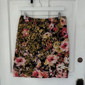 J. Jill Floral Pencil Skirt - Pink and Black